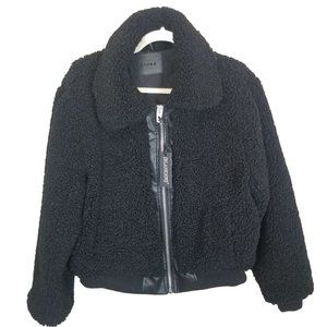 BlankNYC Womens L Black Long Sleeves Teddy Bomber